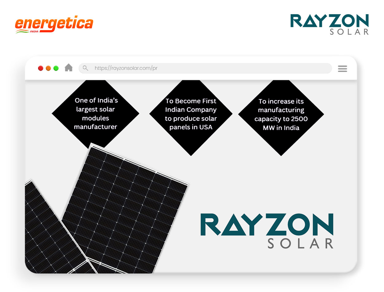 Rayzon Solar to Become First Indian Company to Produce Solar Panels in USA