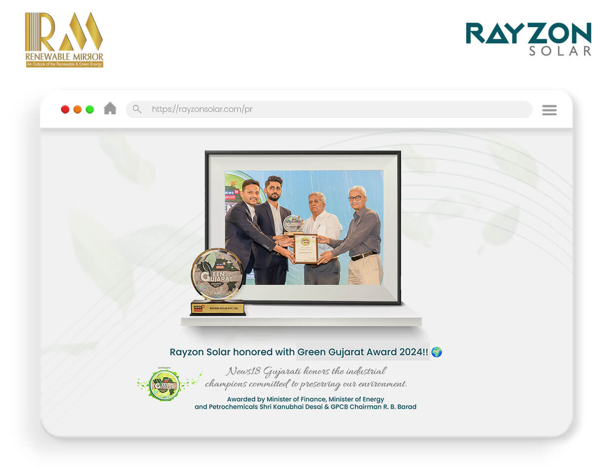 Rayzon Solar Recognized with “Green Gujarat Award” for Environmental Contributions.