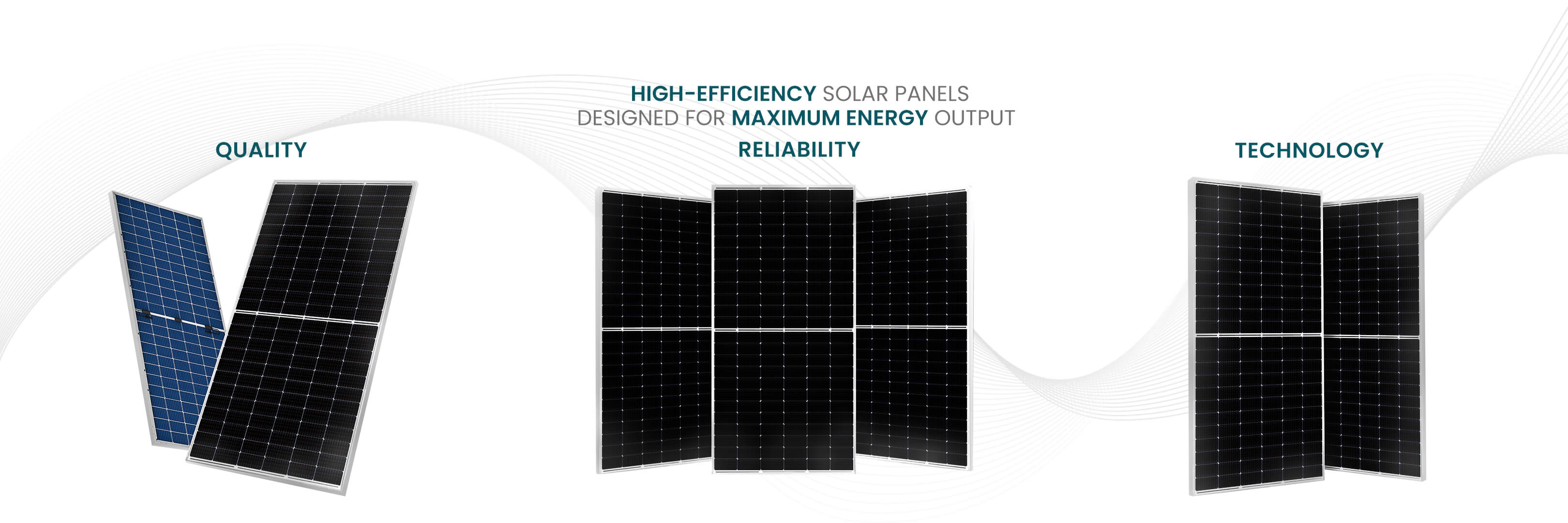 High-efficiency solar panels displayed with a focus on quality, reliability, and technology.