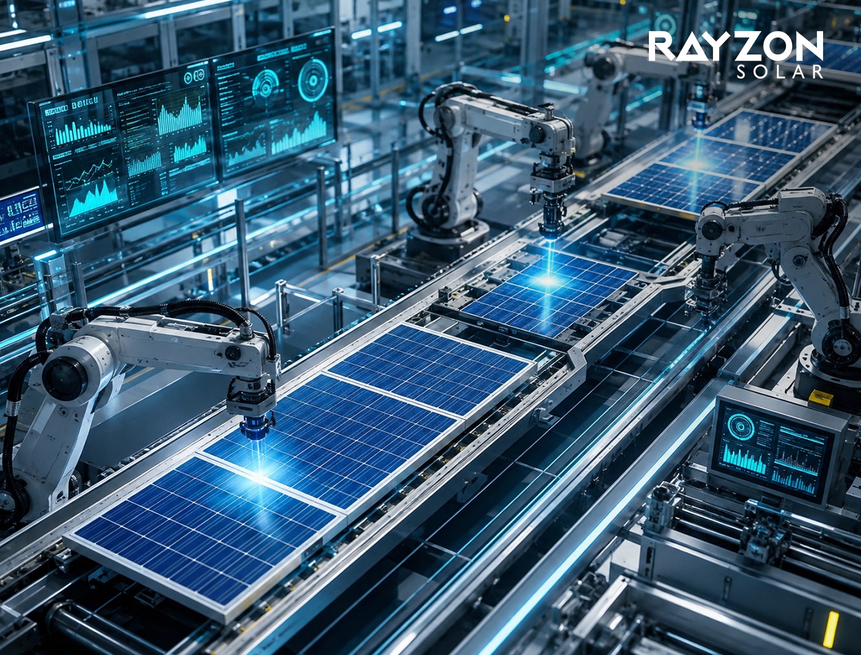 Gigawatt-scale solar manufacturing facility focused on production efficiency and quality control