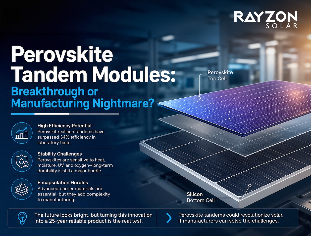 High-efficiency perovskite silicon tandem solar module technology.