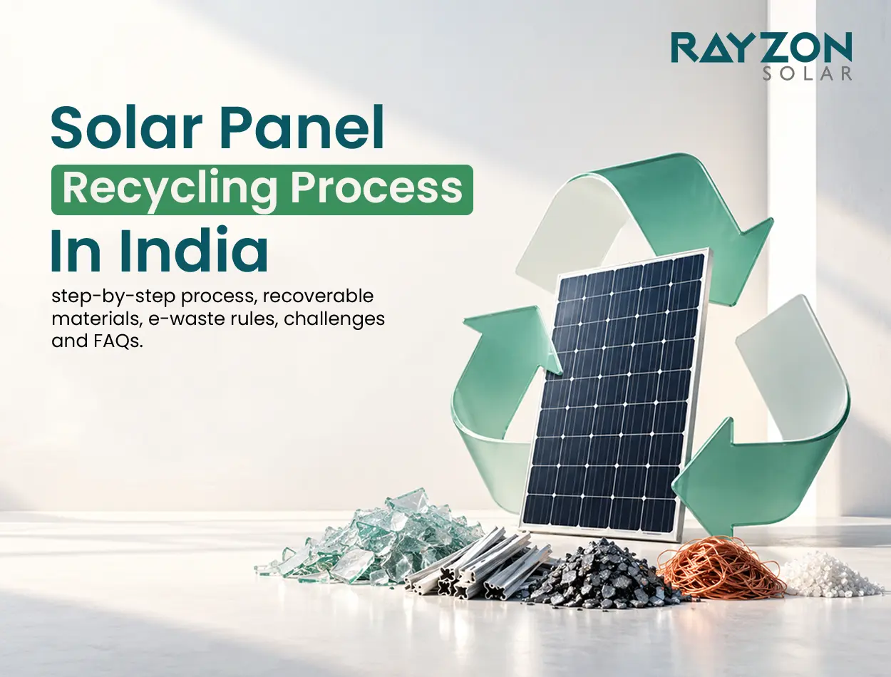 Recycled solar panels being processed at a recycling facility.
