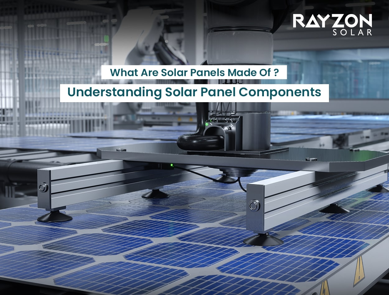 High-efficiency solar panels showcasing photovoltaic cells, tempered glass, and an aluminum frame.