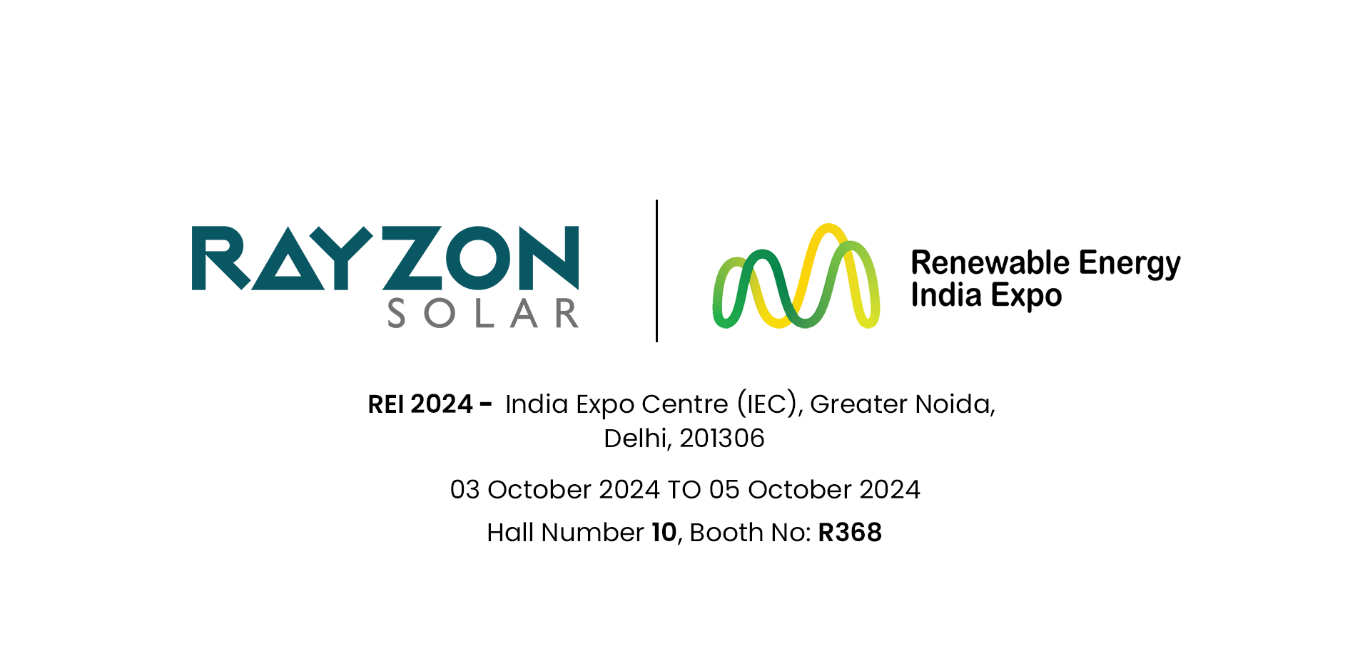 Rayzon Solar's booth at REI 2024, showcasing TOPCon and Bifacial Solar Panels, Hall 10, Booth R368, leading renewable energy innovations.