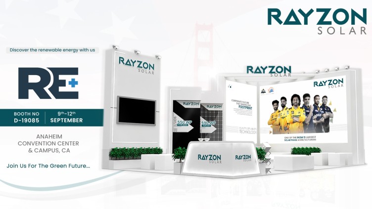 Rayzon Solar showcasing advanced N-Topcon solar panels at RE+ USA 2024, highlighting high efficiency and sustainable energy solutions.